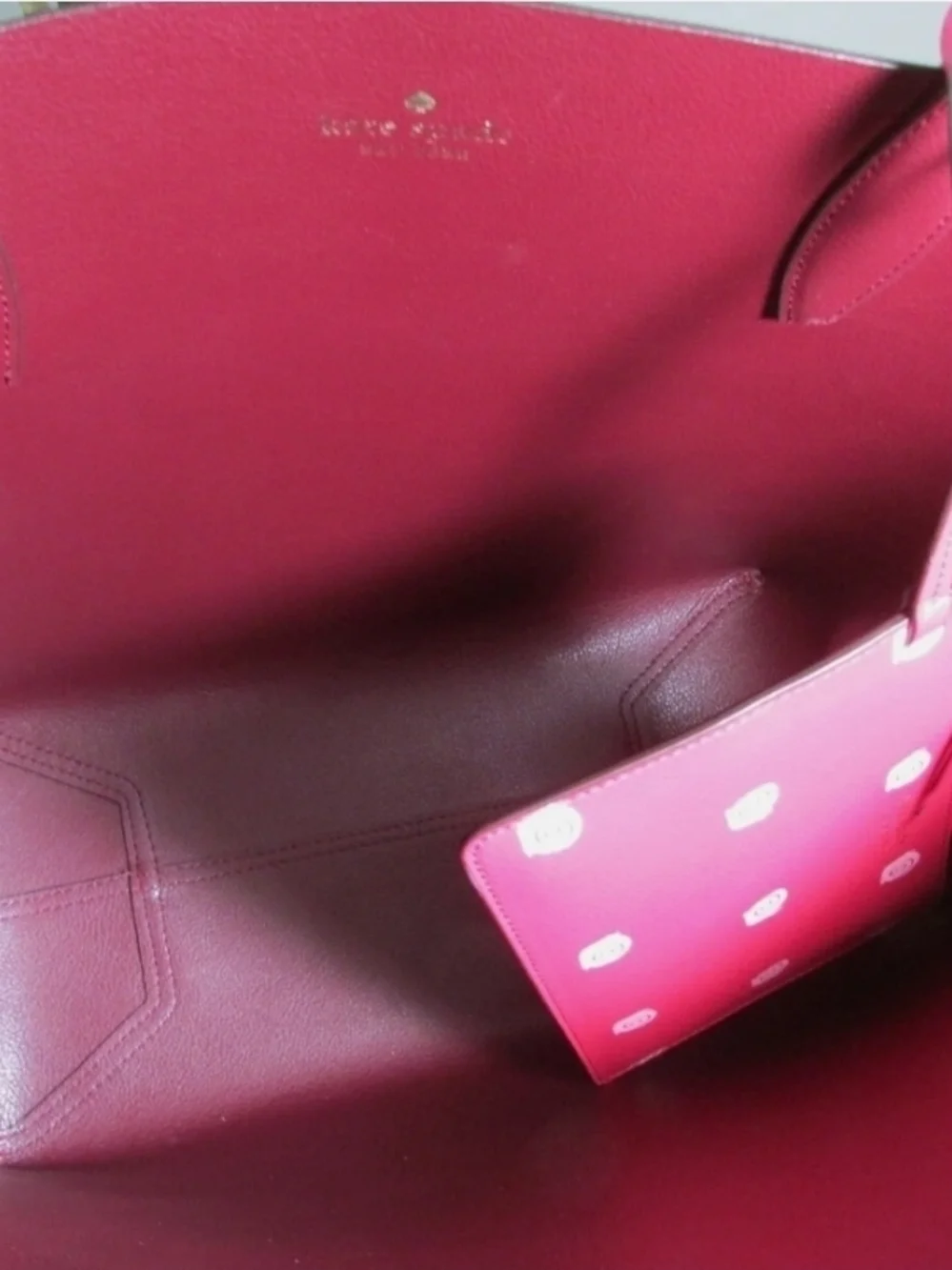 kate spade Hot Pink Printed Tote with Matching Pouch